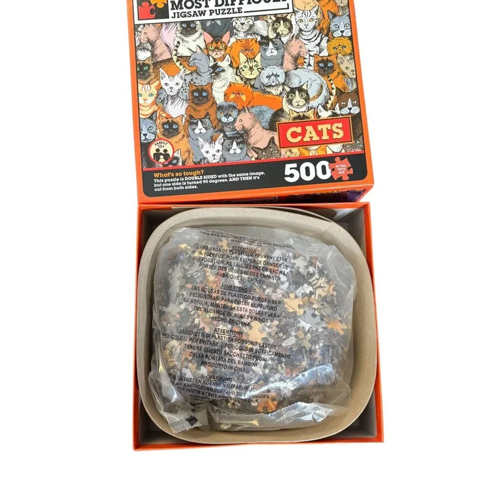 Worlds Most Difficult Cats Jigsaw Puzzle 500 Piece Double Sided Challenge